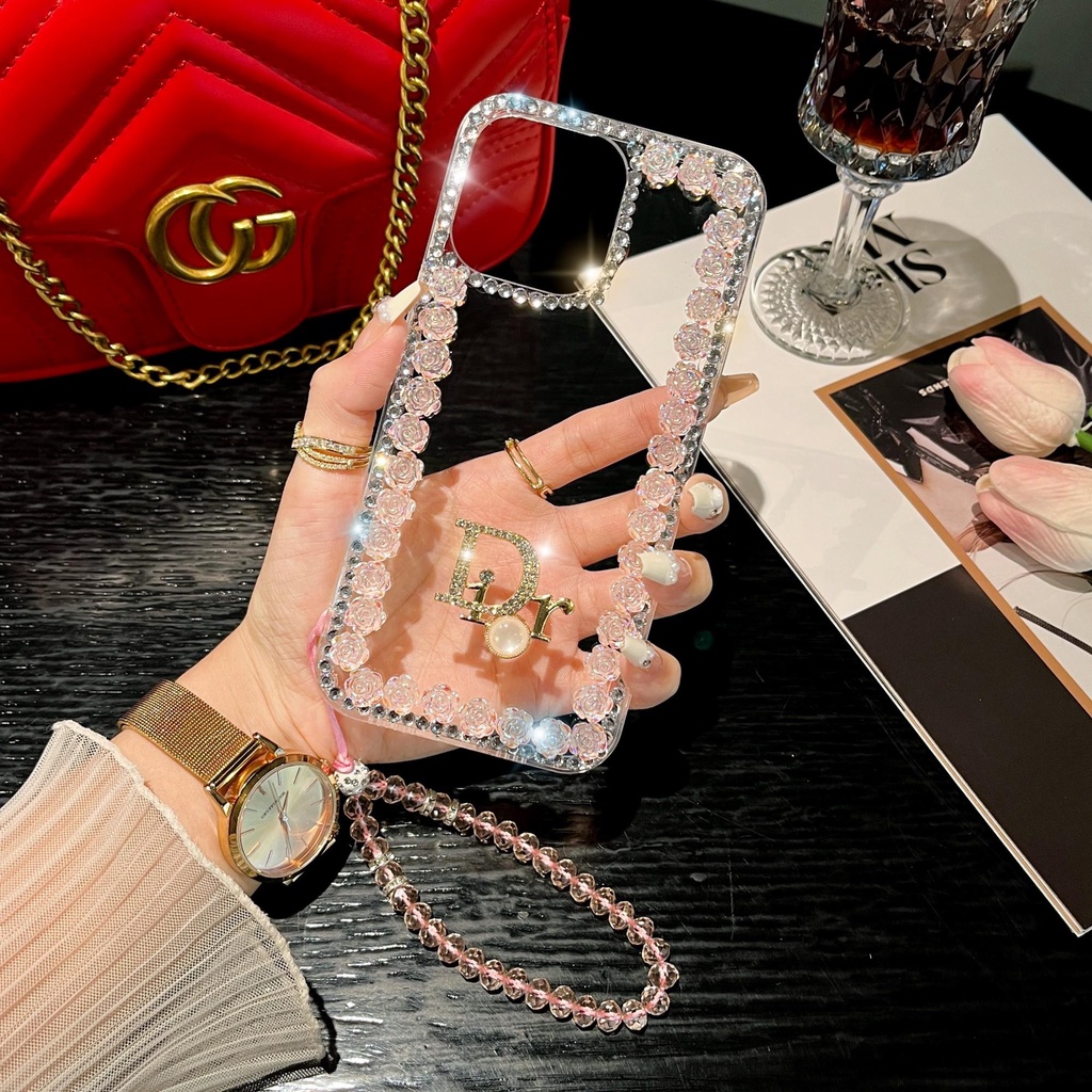 Ốp Điện Thoại Samsung A14 5G A22 5G A14 A34 A54 4G A73 5G A53 A33 A23 A52 A72 5G Hình Hoa Hồng 3D Đính Đá Pha Lê Cho