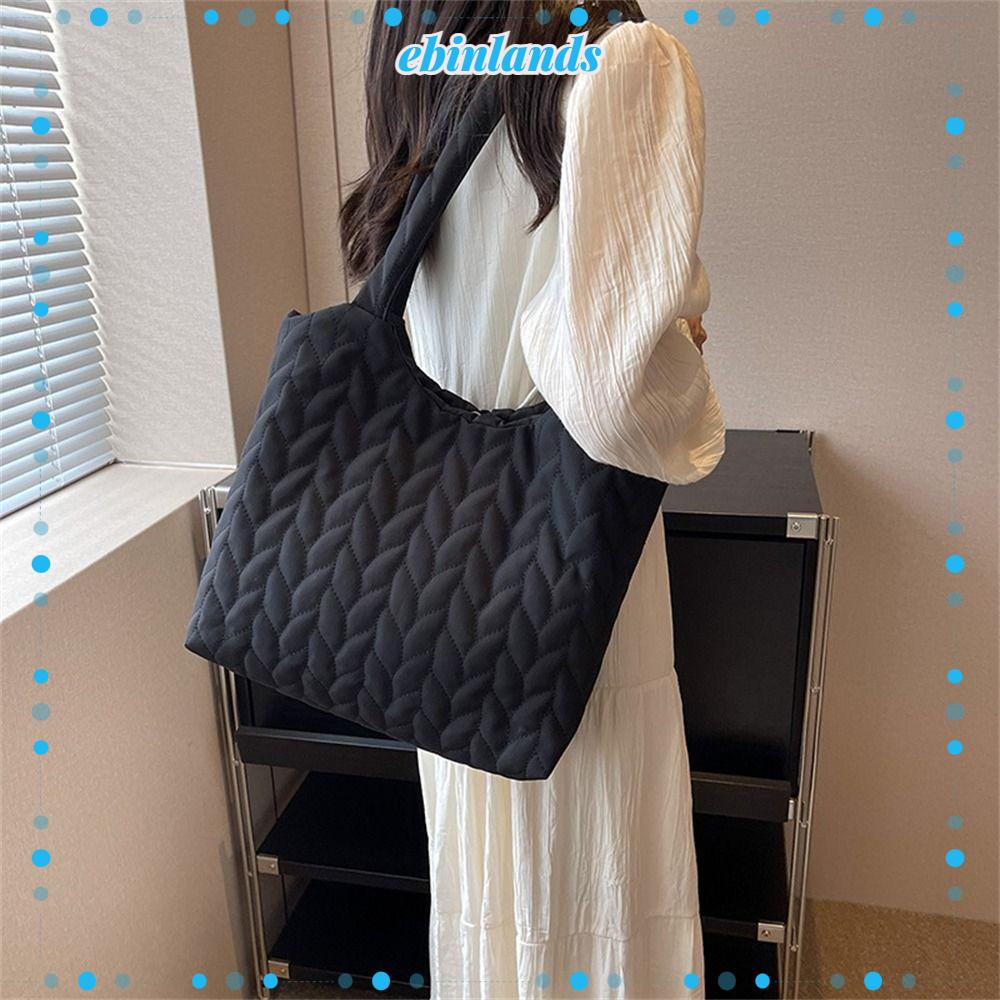 EBINLANDS Túi Xách Mua Sắm Cỡ Lớn Chất Liệu Cotton Thêu Họa Tiết Màu Sắc Xinh Xắn