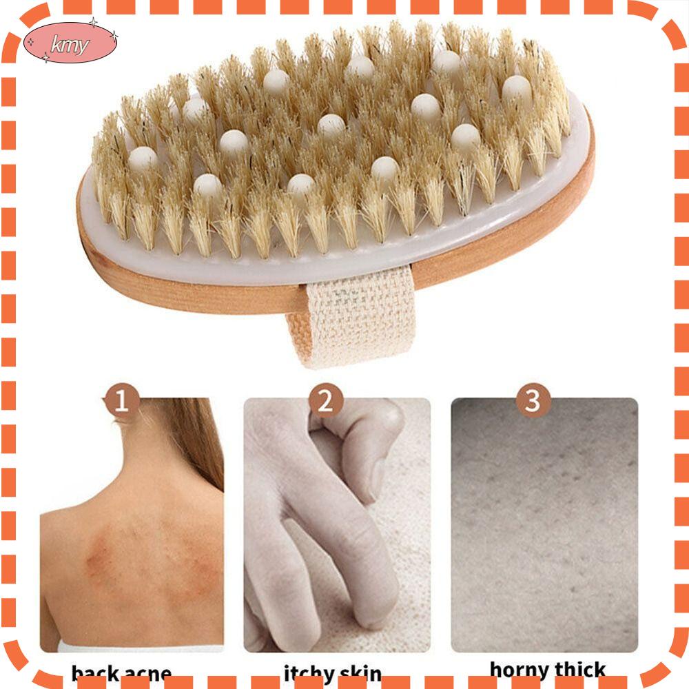 KRNY Bàn Chải Tắm Lông Mềm Tẩy Tế Bào Chết Mát Xa Cơ Thể Khô Và Ướt Bằng Gỗ