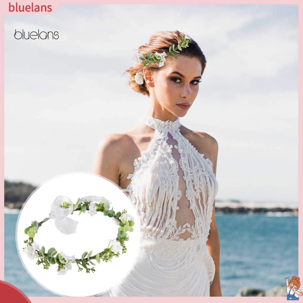 Vương Miện Cài Tóc Phối Lưới Đính Hoa Lá Phong Cách Bohemian Cho Cô Dâu