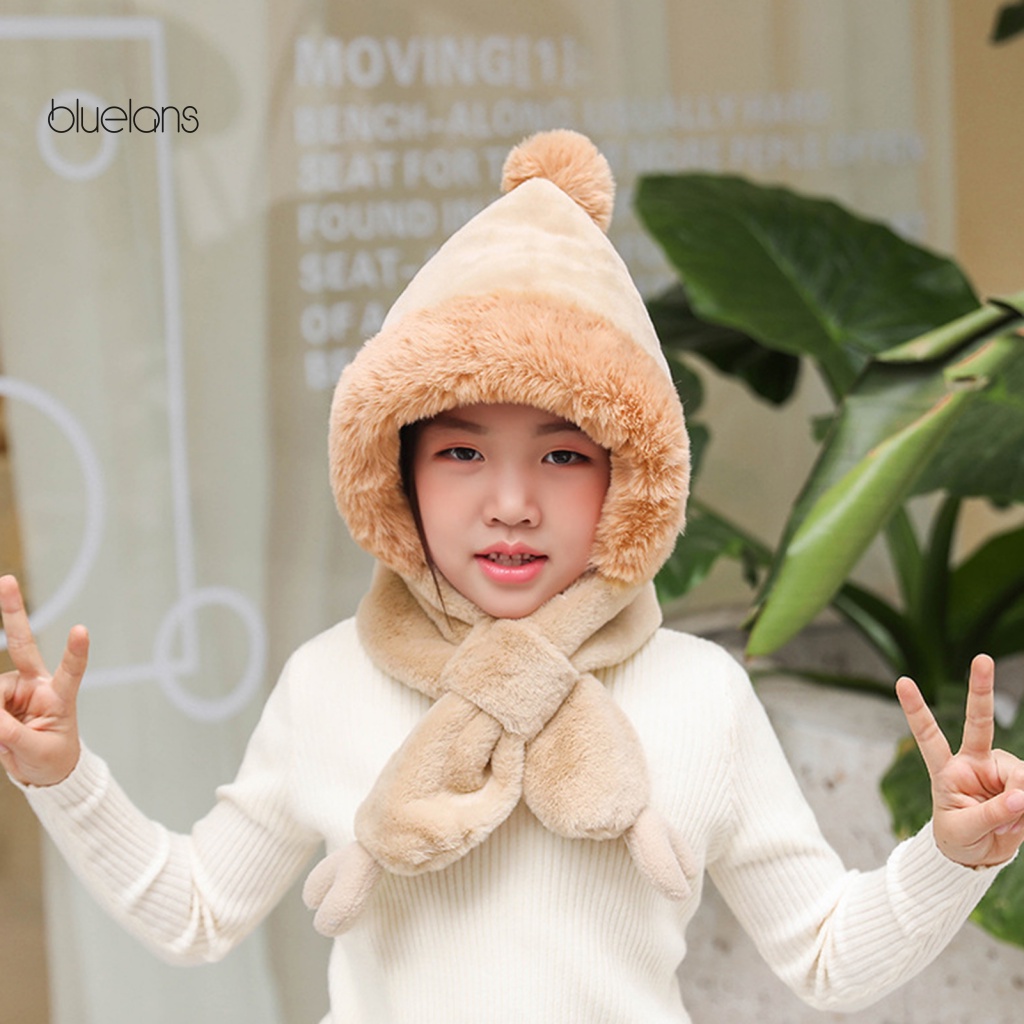 Mũ beanie Kèm Khăn Choàng Cổ Giữ Ấm Chống Gió Thời Trang Mùa Đông Cho Bé