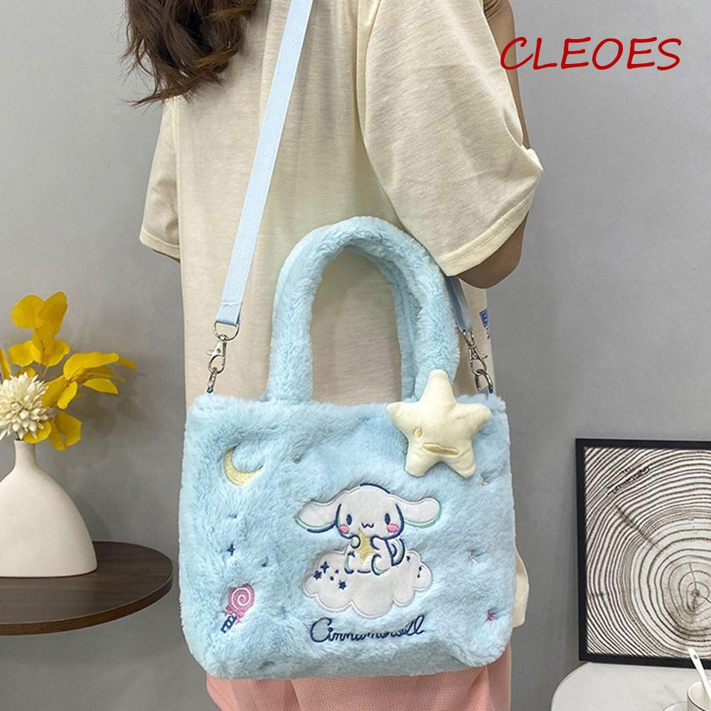 CLEOES Túi Đeo Chéo Vải Lông Hình Mèo Kitty Cinnamoroll Kuromi Dễ Phối Đồ Cho Nữ