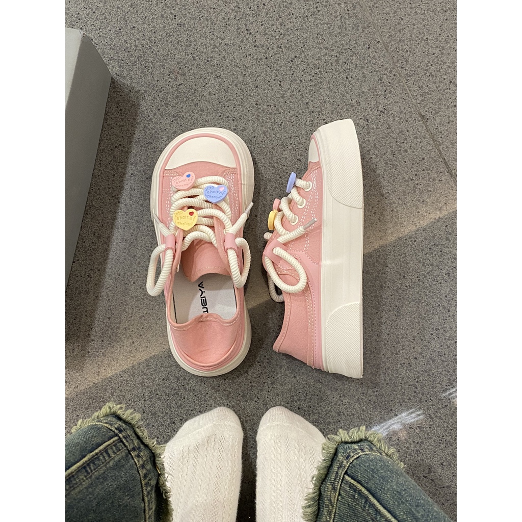 Giày Thể Thao Vải Bạt Thời Trang Hàn Cho Nữ  giày nữ giày thể thao  nữ giày sneaker Giày màu hồng