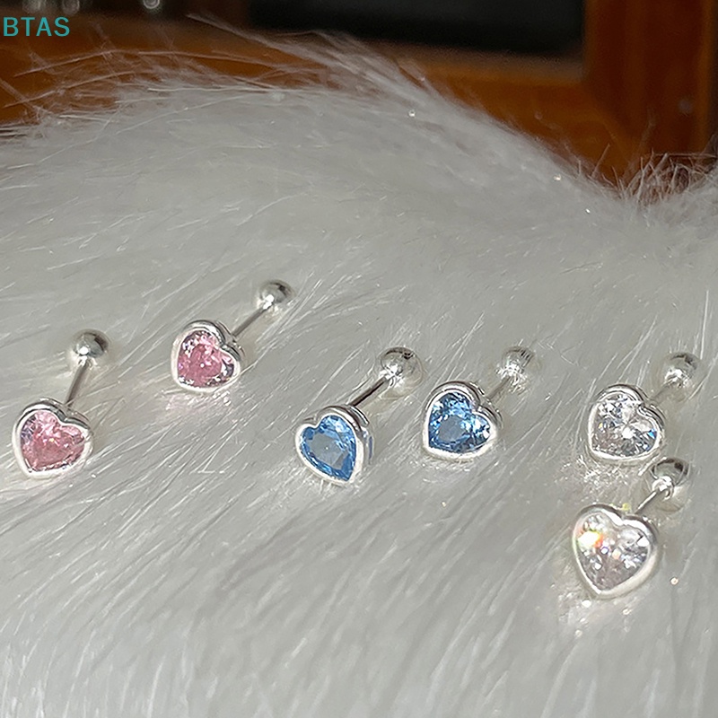 1 Đôi Bông Tai Xoắn Ốc Đính Đá Zircon Hình Trái Tim Hàng Mới Dành Cho Bạn Nữ Dự Tiệc