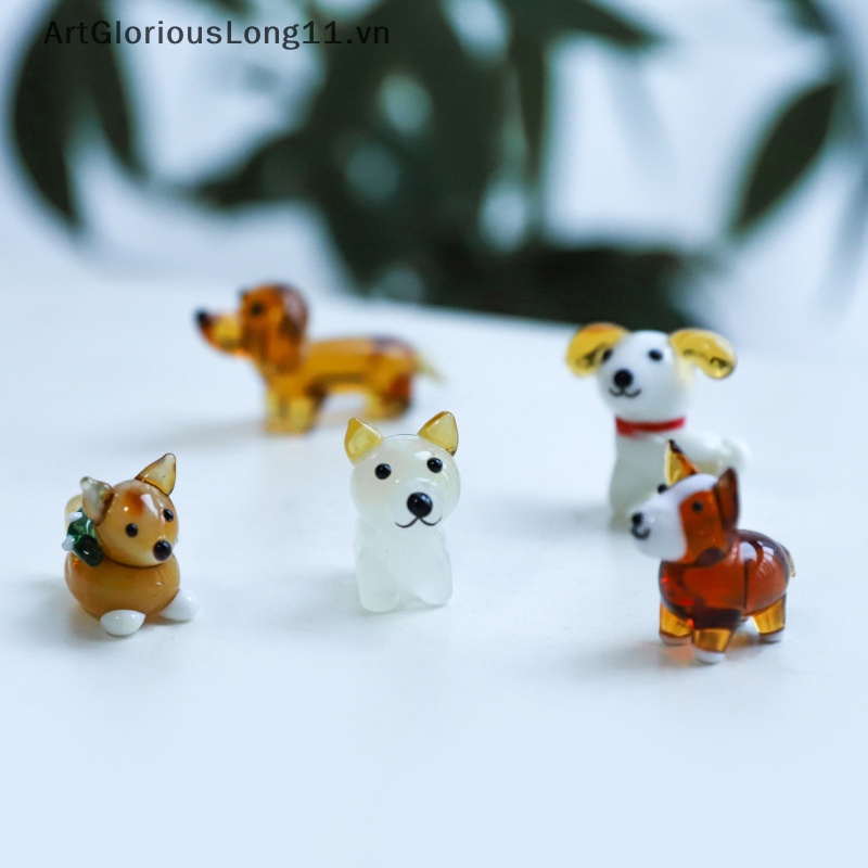 Mô Hình Chú Chó Thủy Tinh Mini Nhiều Màu Dễ Thương Trang Trí Sân Vườn / Nhà Cửa