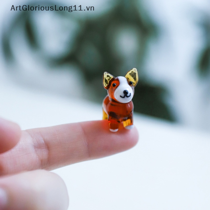Mô Hình Chú Chó Thủy Tinh Mini Nhiều Màu Dễ Thương Trang Trí Sân Vườn / Nhà Cửa