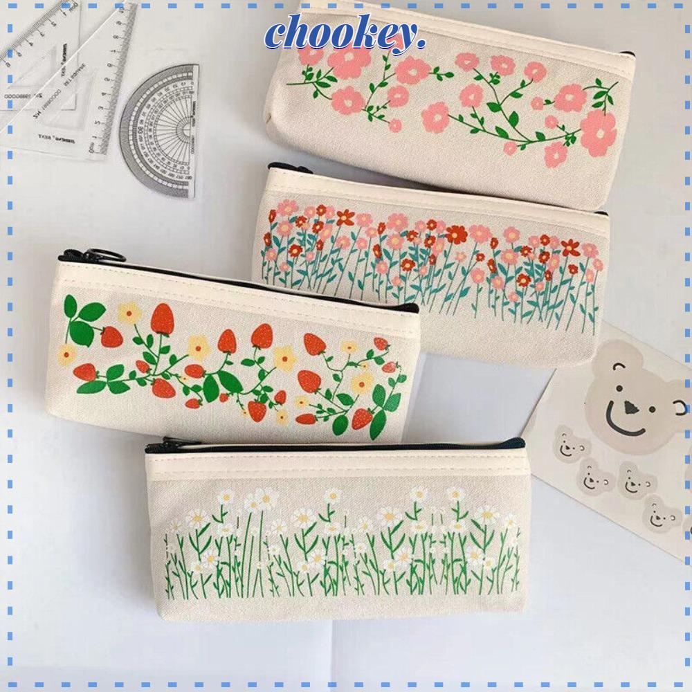 CHOOKEY Túi Đựng Bút Bằng Vải Canvas Cỡ Lớn In Hình Gấu Dễ Thương