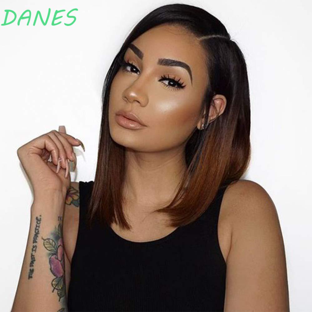 DANES Bộ Tóc Giả Bob Bằng Sợi Tổng Hợp Màu Đen / Nâu Cách Nhiệt Dành Cho Nữ