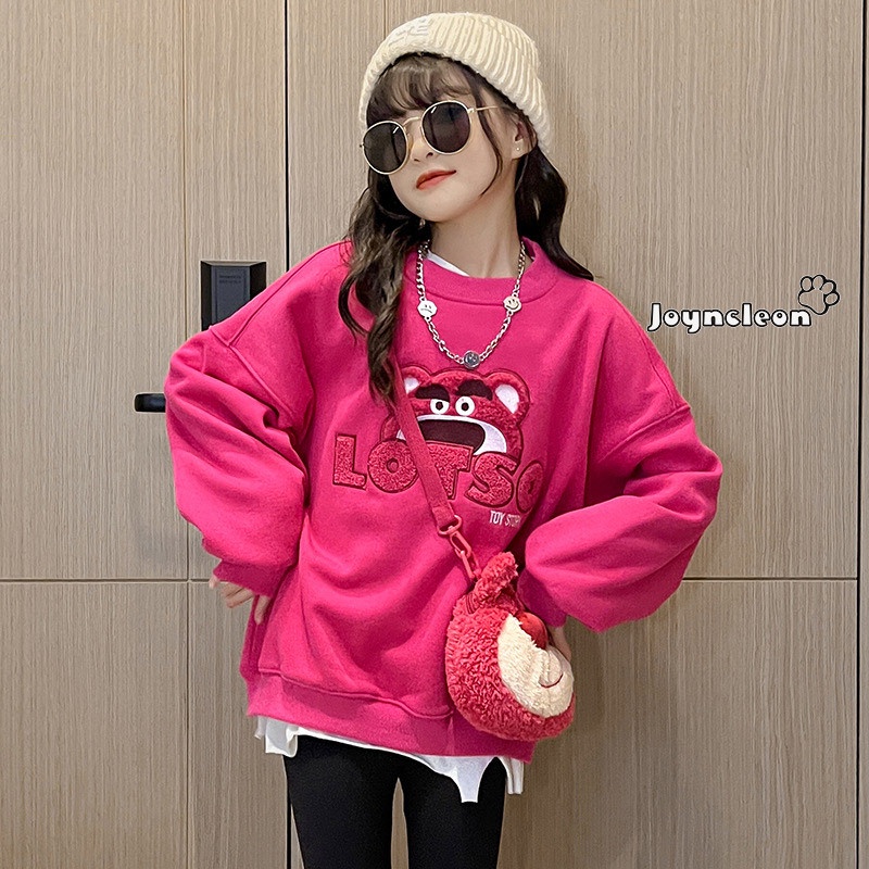 Joyncleon Áo sweater Tay Dài Dáng Rộng Phong Cách Hàn Quốc Thời Trang Thu Đông Cho Bé Gái