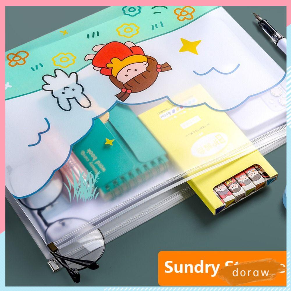 DORAW Set 4 Túi Đựng Tài Liệu Có Khóa Kéo Di Động Thanh Lịch Sắp Xếp Gọn Gàng Cho Học Sinh / Văn Phòng