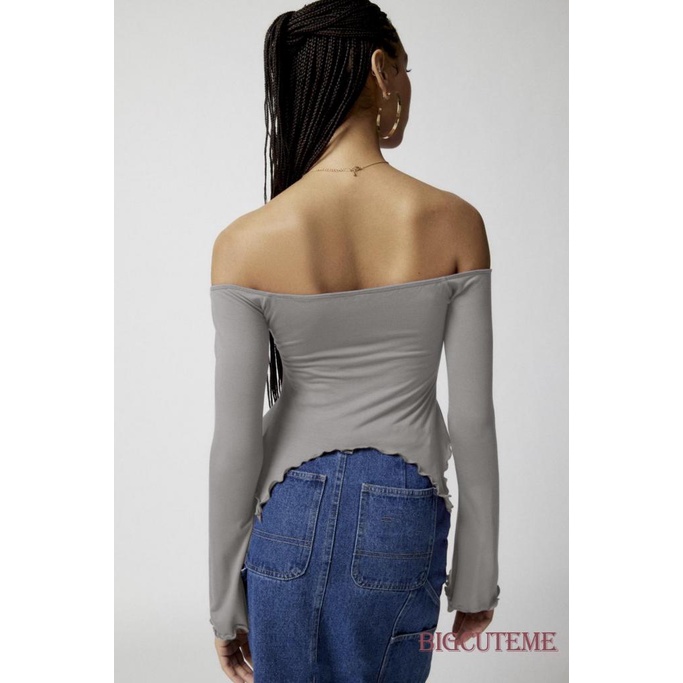 Áo Croptop Trễ Vai Tay Dài Màu Sắc Thời Trang Cho Nữ