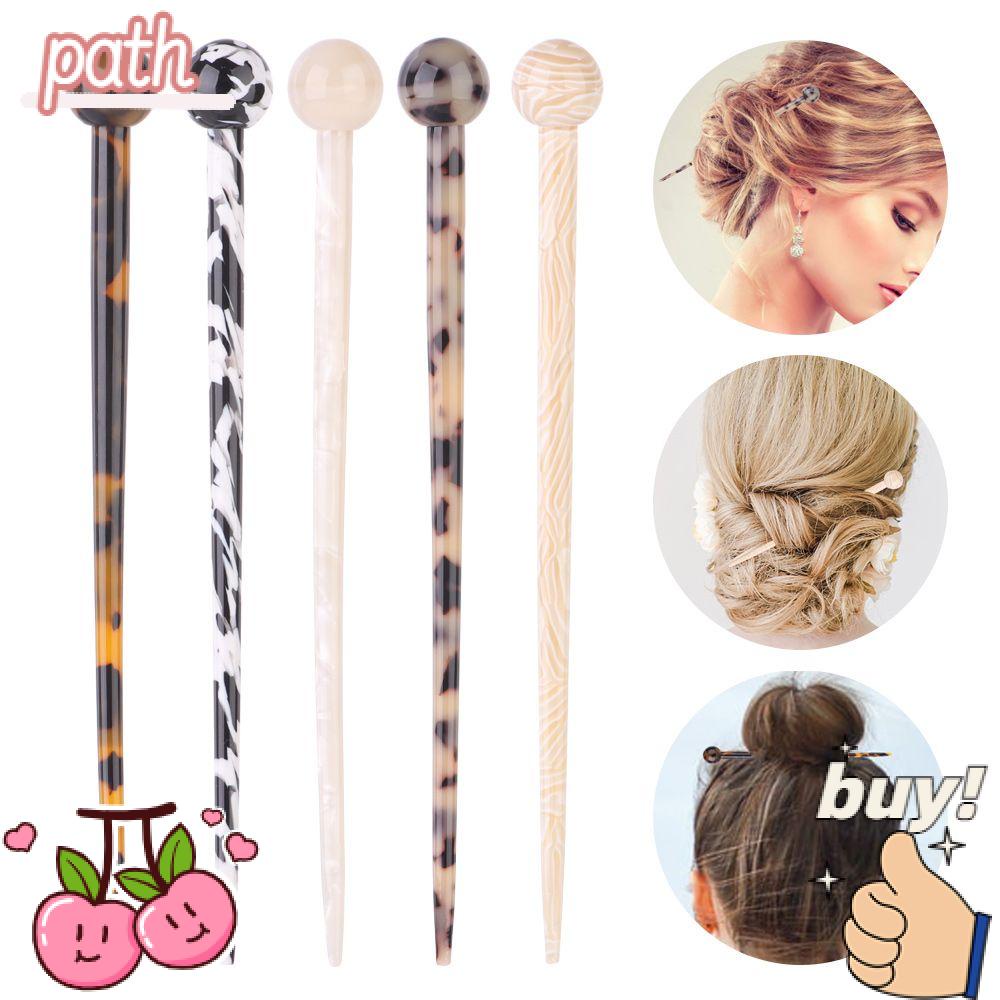 PATH Trâm Cài Tóc Acetate Hình Vỏ Sò / Đôi Đũa Tròn