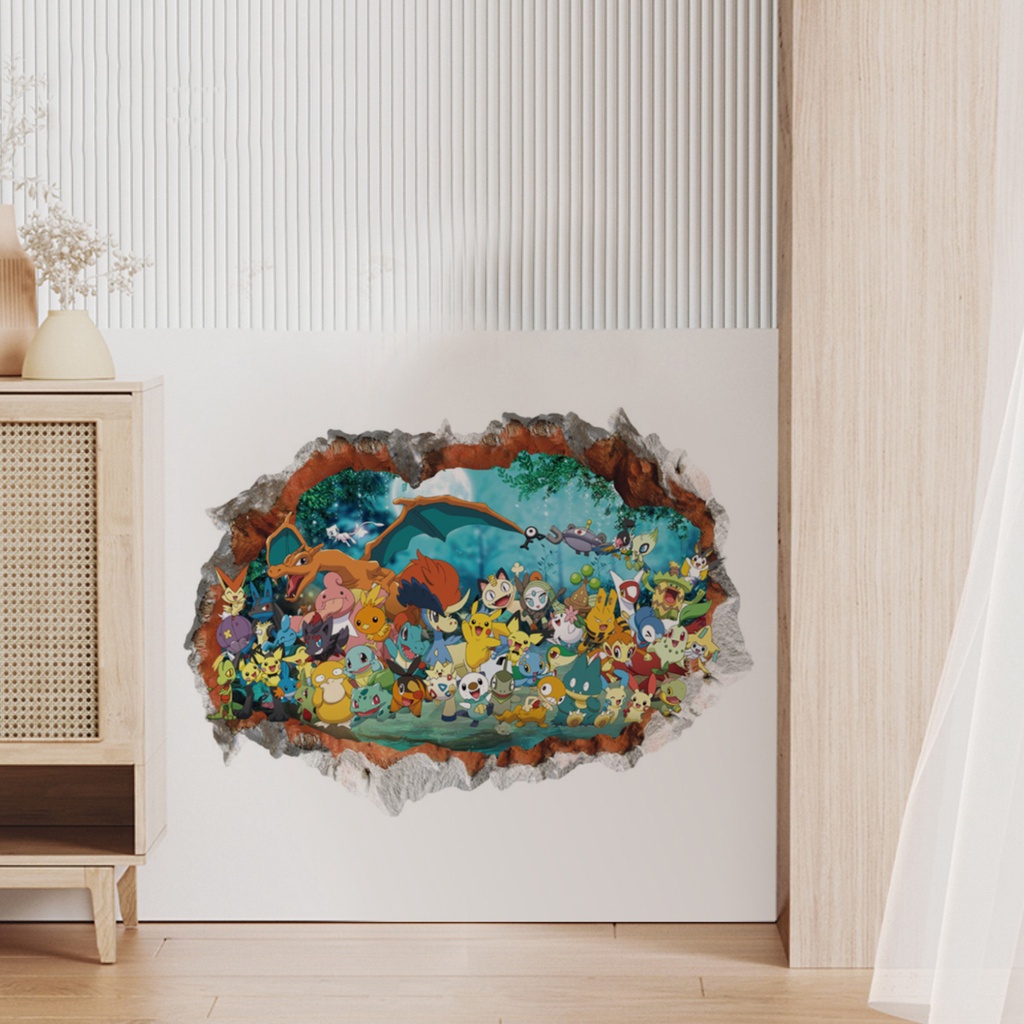 Miếng Dán Tường Bằng PVC Họa Tiết Hoạt Hình 3D Cỡ Lớn Chống Thấm Nước Có Thể Tháo Rời Trang Trí Nhà Cửa