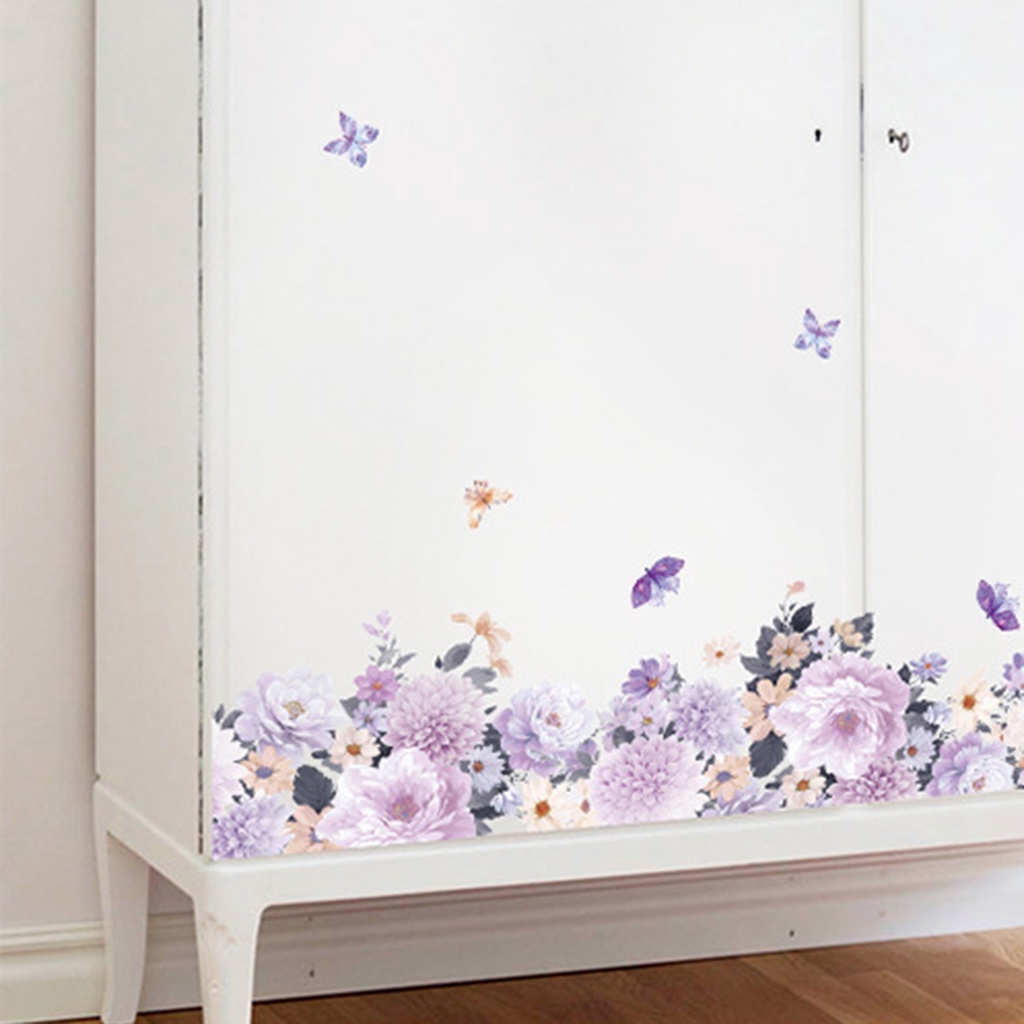 Miếng Dán Tường Bằng PVC Chống Thấm Nước Họa Tiết Hoa Và Bướm Độc Đáo Trang Trí Nhà Cửa DIY