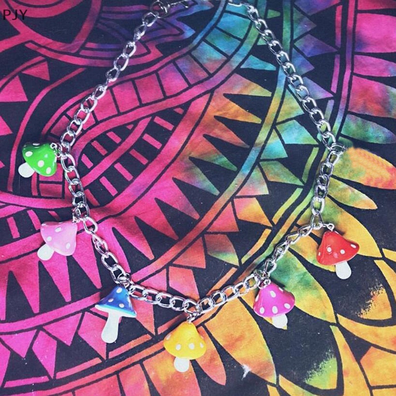 Pjy Móc Khóa Hình Nấm Đầy Màu Sắc Vintage Phong Cách Punk Thắt Lưng PJ