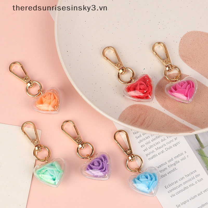 # # Móc Chìa Khóa Xe Hơi / Túi Xách Trang Trí Hình Hoa Hồng / Trái Tim Thời Trang Thích Hợp Làm Quà Tặng Cho