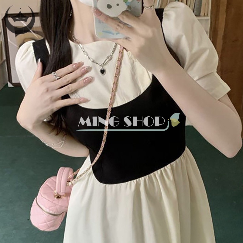 Đầm Midi Giả Hai Lớp Cổ Tròn Thời Trang Mùa Hè Thanh Lịch Cho Nữ