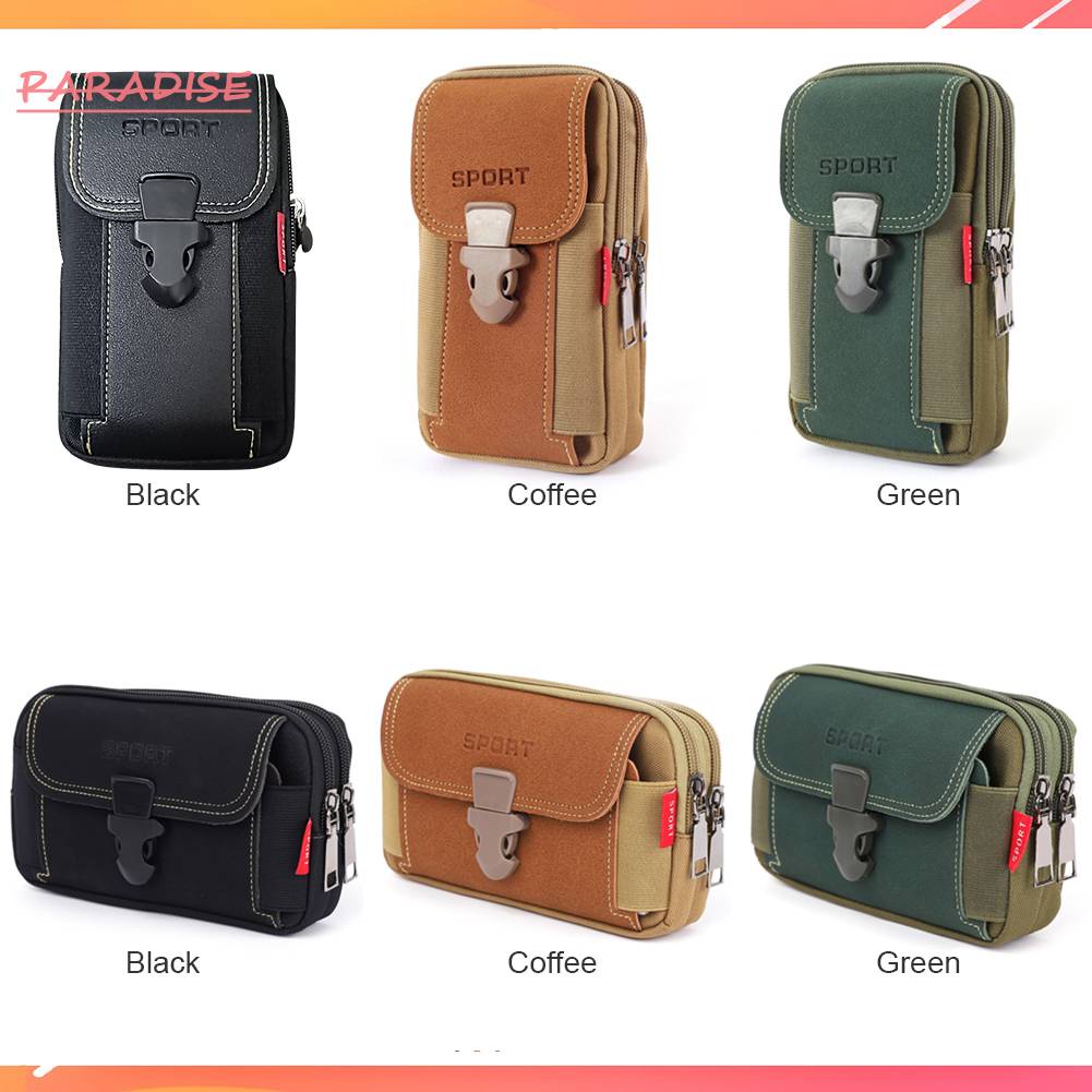 Túi Đeo Hông Thể Thao Đựng Điện Thoại Bằng Vải Bạt Có Khóa Kéo Cho Nam