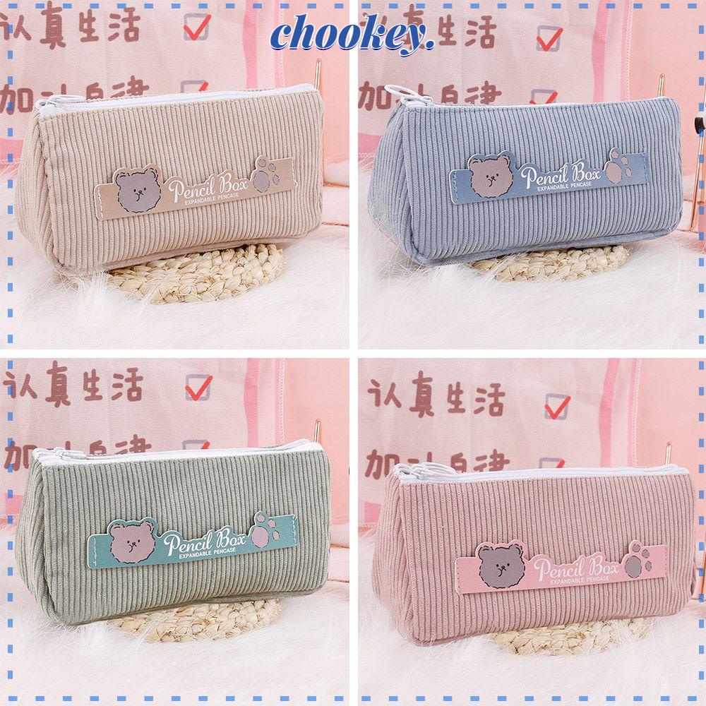 CHOOKEY Túi Đựng Bút Chì Sức Chứa Lớn Bằng Vải Nhung Dễ Thương