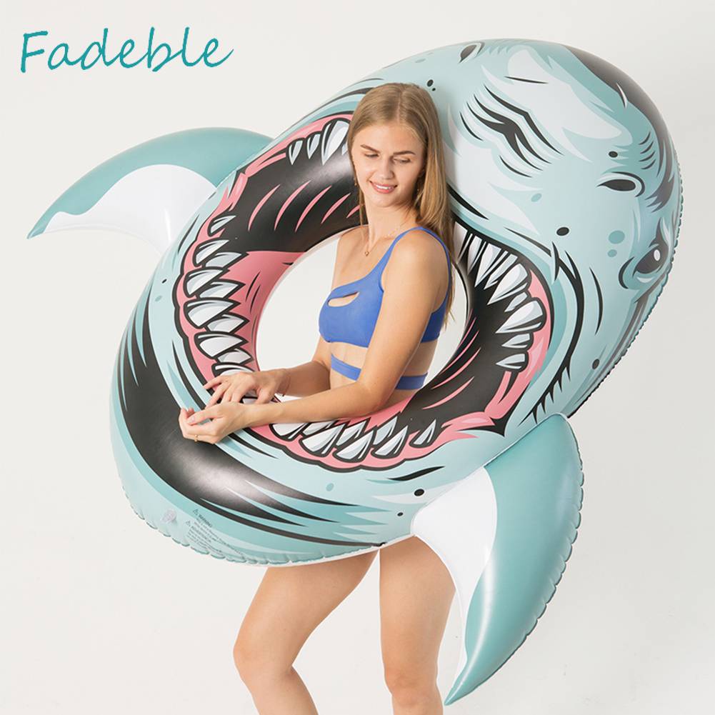 Phao Bơi Tròn Bằng Nhựa PVC Mềm Hình Cá Mập Cho Nam Và Nữ