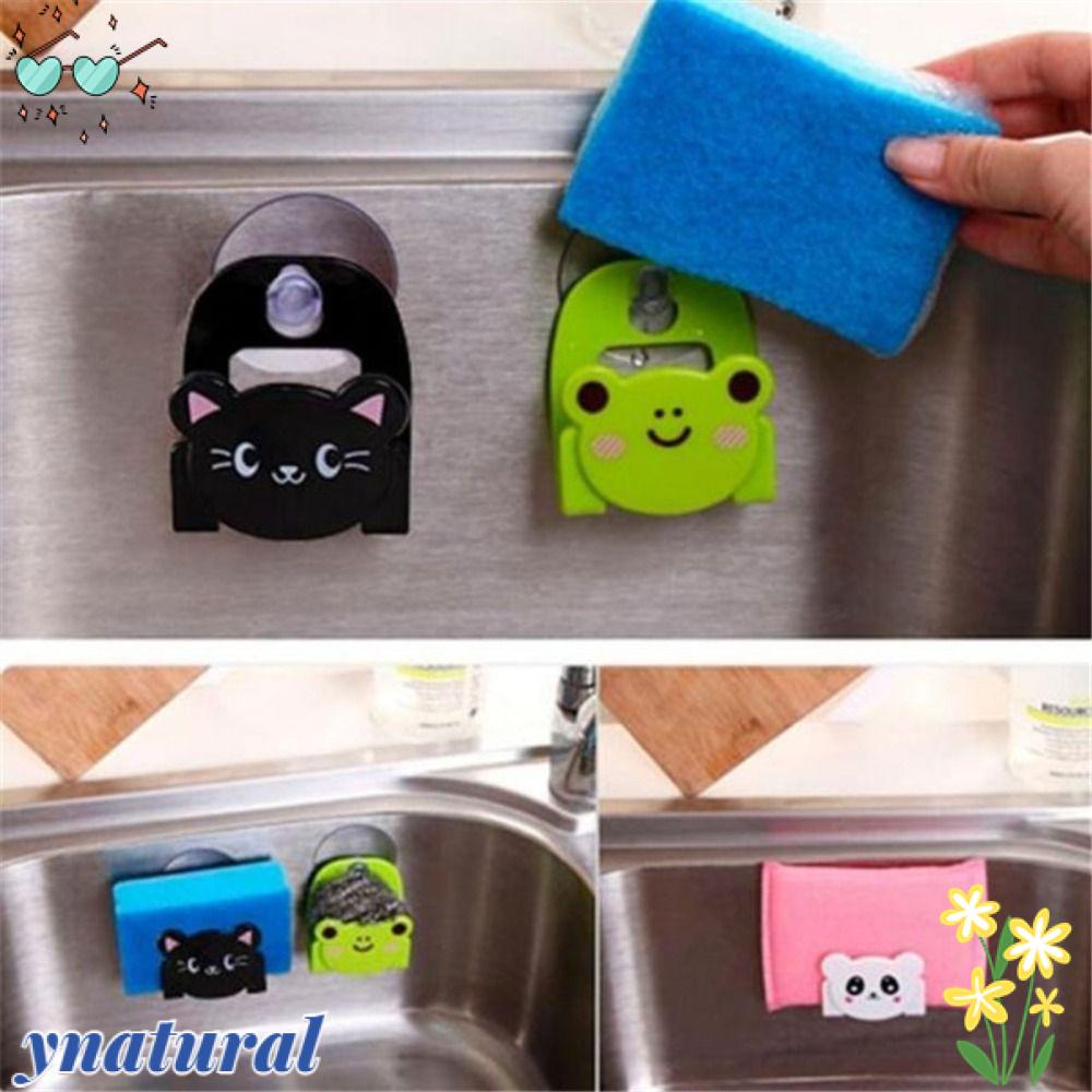 YNATURAL Bộ 4 Giá Đỡ Đựng Mút Rửa Chén / Xà Phòng Bằng Nhựa Có Giác Hút Gắn Tường Đa Năng Sắp Xếp Gọn Gàng