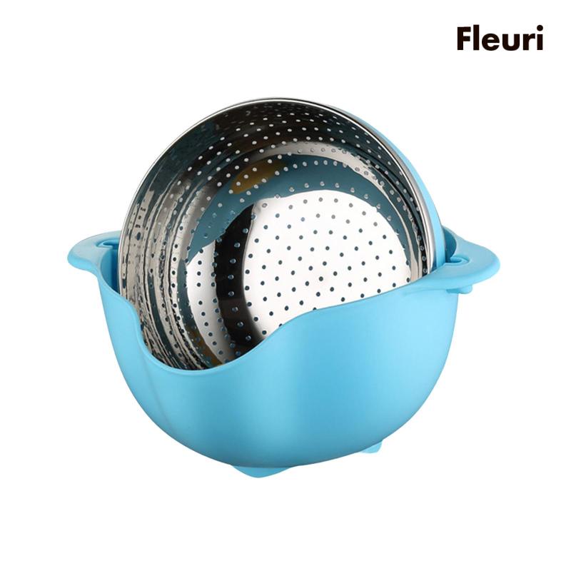 Rổ Hai Lớp Bằng Thép Không Gỉ PP Ráo Nước Xoay Được Đa Năng