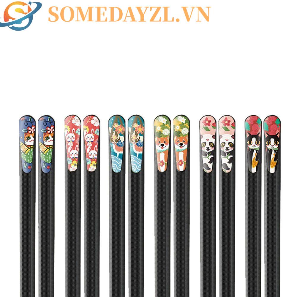 SOMEDAYZL Set 6 Đôi Đũa Thủy Tinh Chống Trượt Phong Cách Nhật Bản