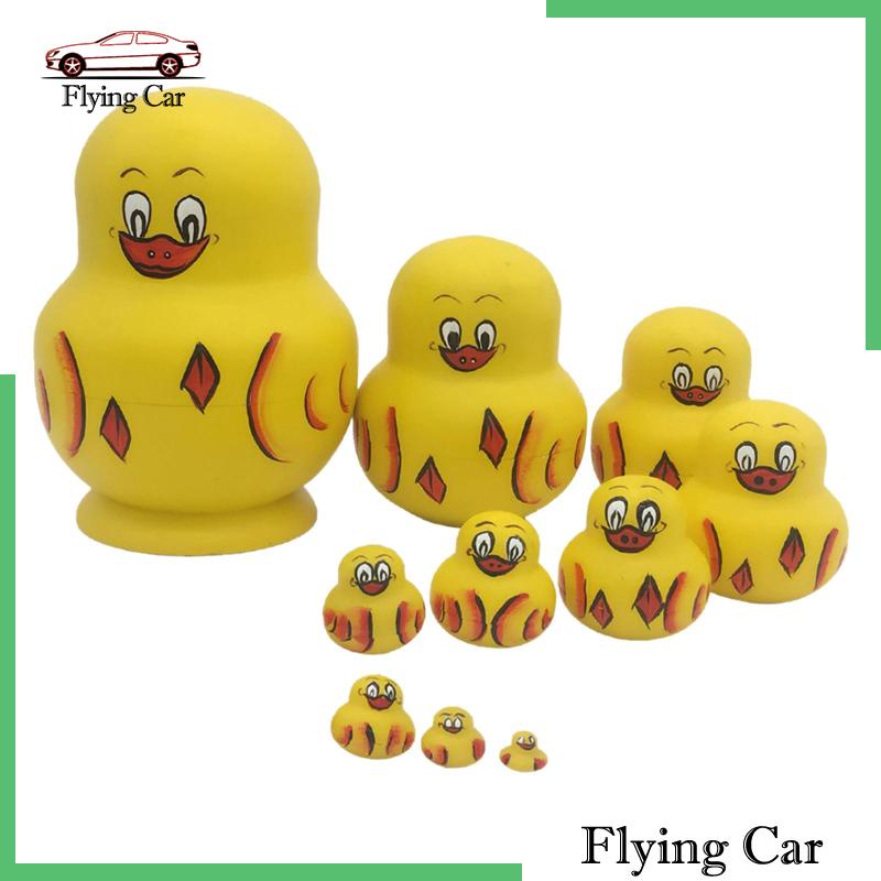 Bộ 10 Búp Bê Nga Matryoshka Bằng Gỗ In Họa Tiết Hoạt Hình Dễ Thương Dùng Làm Quà Tặng Cho Bé