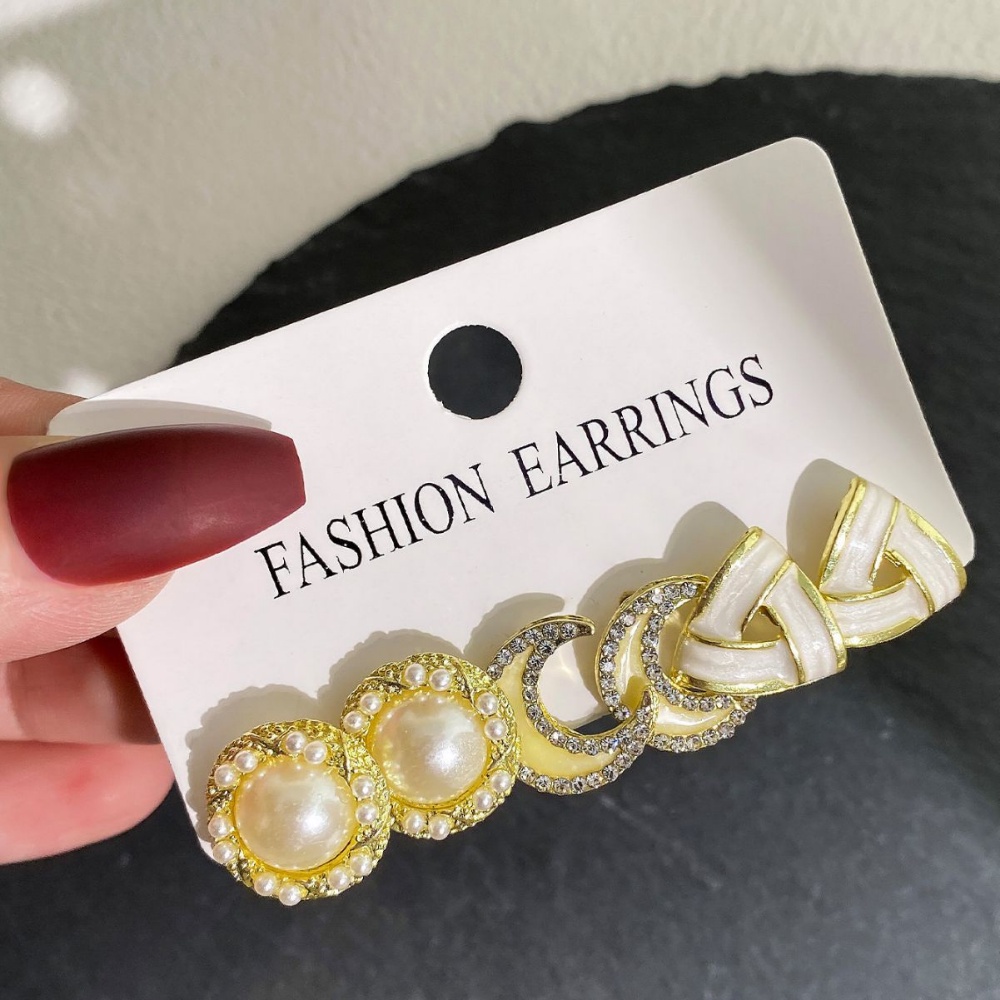 Bộ Khuyên Tai Thời Trang Đính Kim Cương & Ngọc Trai & Nơ & Đuôi Cá