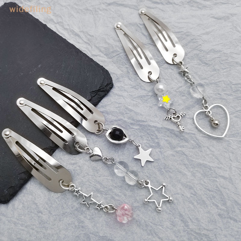 Kẹp Tóc Kim Loại Mạ Vàng / Bạc Y2K Hình Ngôi Sao / Trái Tim Xinh Xắn Cho Nữ