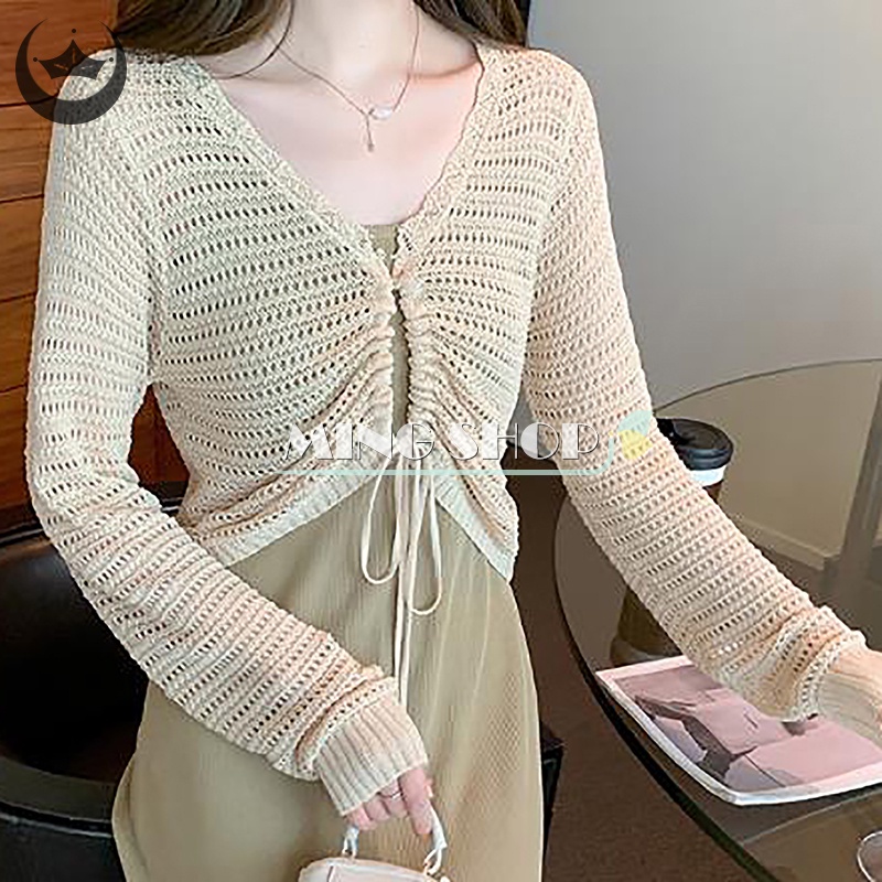 Áo Croptop Dệt Kim Mỏng Tay Ngắn Màu Trơn Thời Trang Mùa Hè Cho Nữ