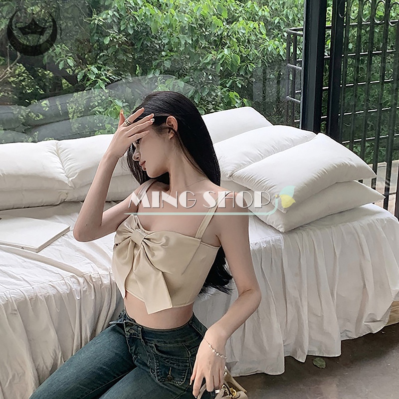 Áo Hai Dây Mùa Hè Màu Sắc Trơn Hở Lưng Gợi Cảm Cho Nữ