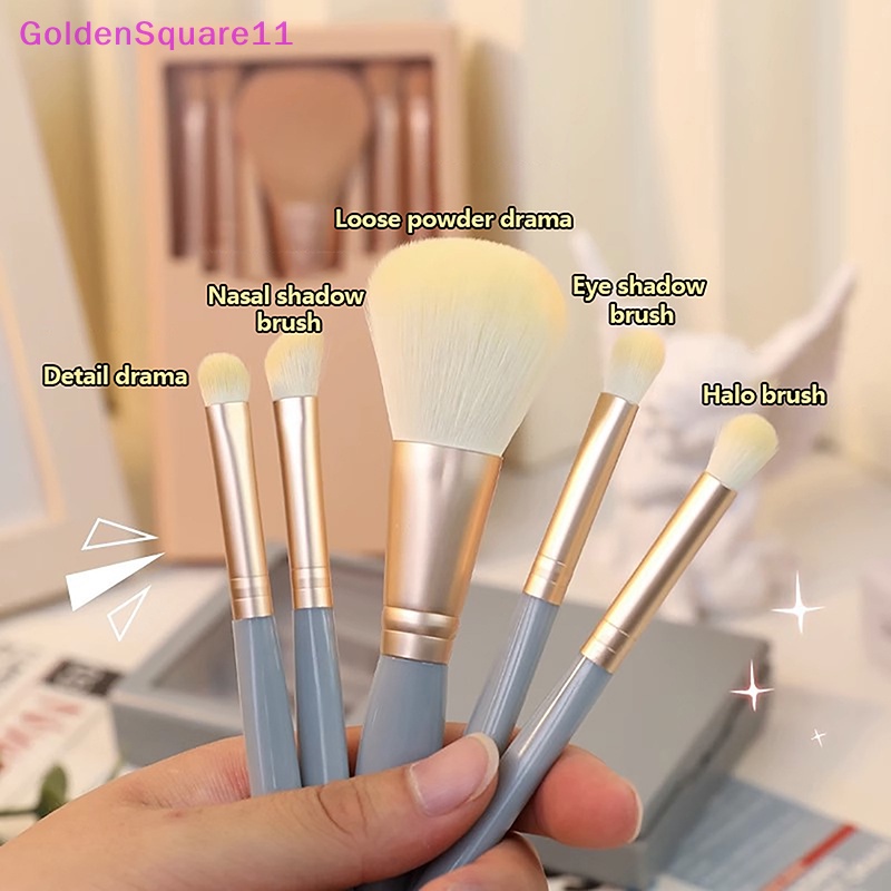 Set 5 Cọ Trang Điểm Mềm Thân Thiện Với Da Kèm Gương Soi Tiện Lợi