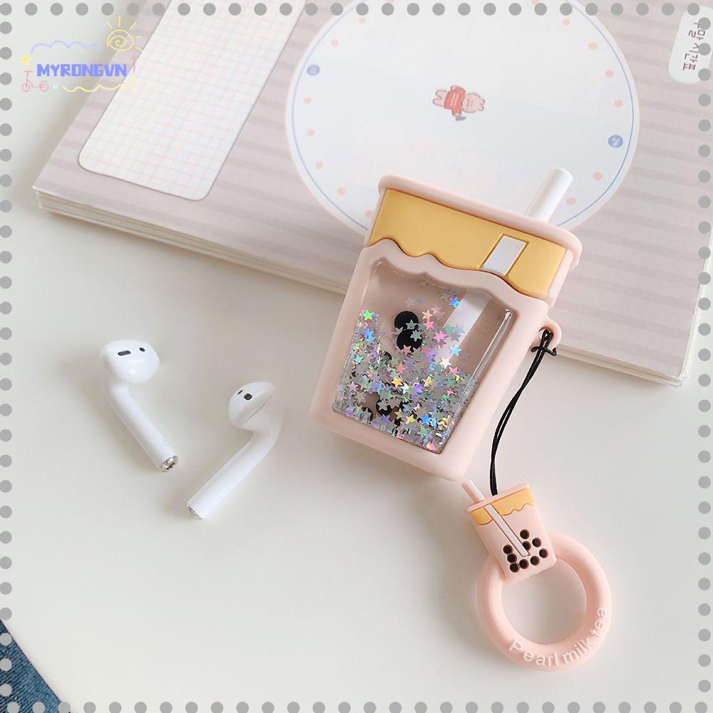 MYRONGVN Vỏ Bảo Vệ Hộp Sạc Tai Nghe Airpods 1 / 2 / Pro3 Chống Bụi Hình Bong Bóng Lấp Lánh Có Nước Kim Tuyến