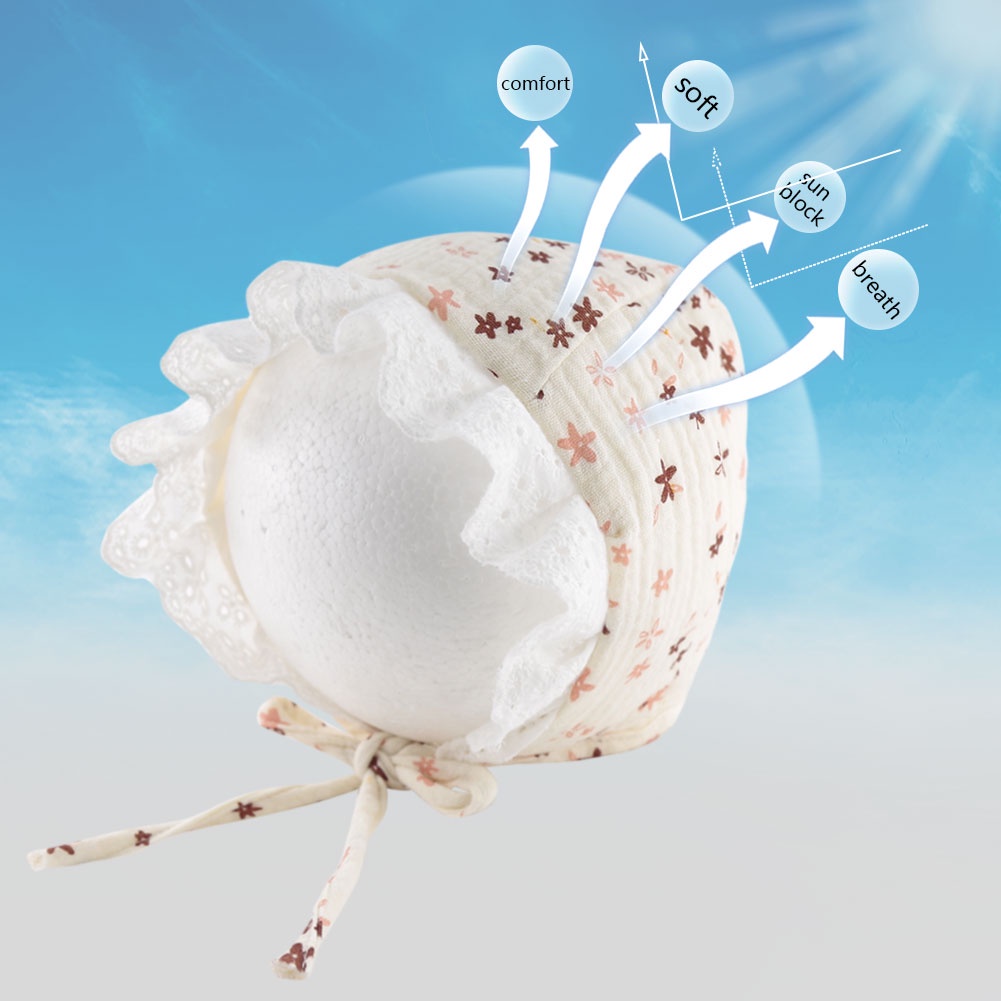 1 Nón Đội Cột Dây Bằng Vải Cotton Nguyên Chất Dành Cho Trẻ Sơ Sinh 0-12 Tháng Tuổi