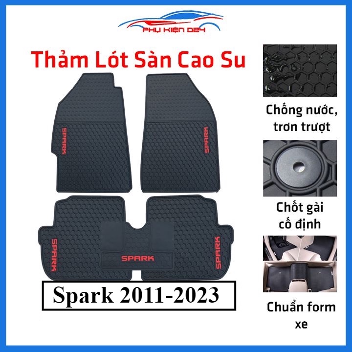 Thảm lót sàn ô tô cao su Spark 2011-2012-2013-2014-2015-2016-2017-2018-2019-2020-2021-2022-2023 chống trơn trượt