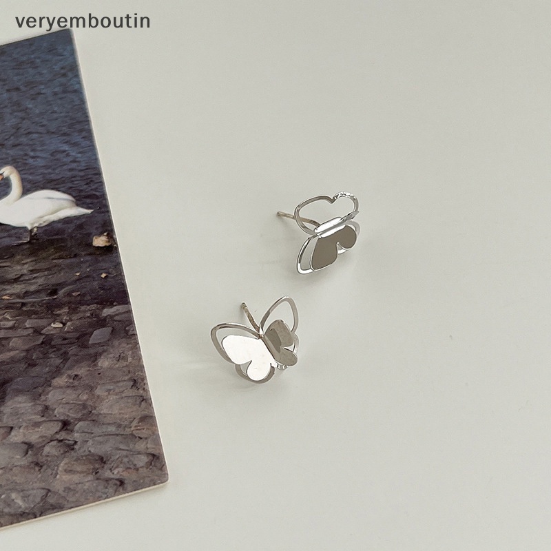 Khuyên Tai Hình Bướm Rỗng Nhỏ Tinh Xảo Đơn Giản Phong Cách Nhật Hàn Cho Học Sinh n
