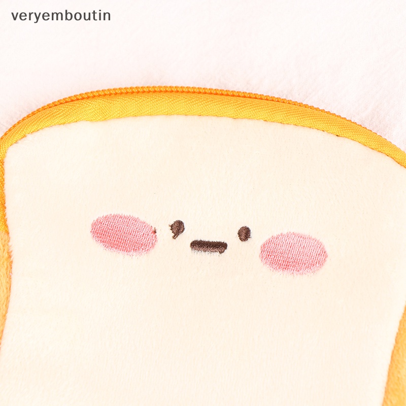 Ví Đựng Tiền Xu / Tai Nghe / Chìa Khóa Hình Bánh Mì Nướng Hoạt Hình Nhồi Bông Có Khóa Kéo