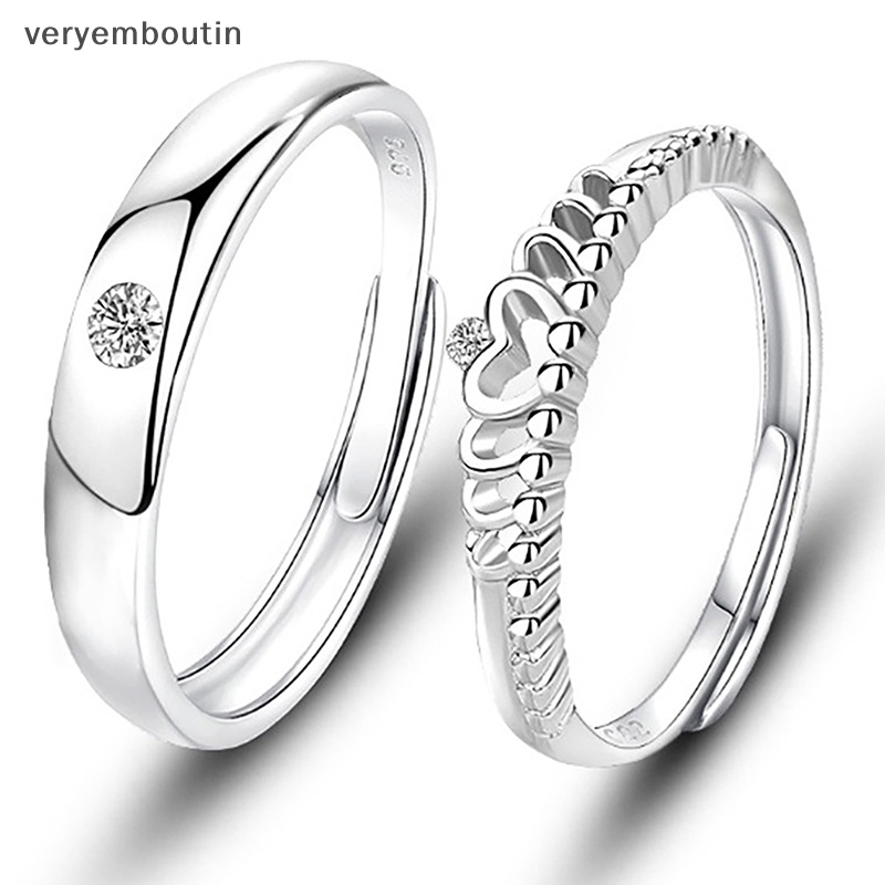 Nhẫn Cặp Đính Đá Zircon Đơn Giản Có Thể Điều Chỉnh Kích Cỡ