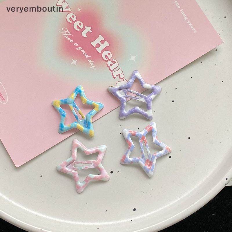 Set 2 Kẹp Tóc Hình Ngôi Sao Năm Cánh Màu Kẹo Ngọt Phong Cách Harajuku Dễ Thương Cho Nữ
