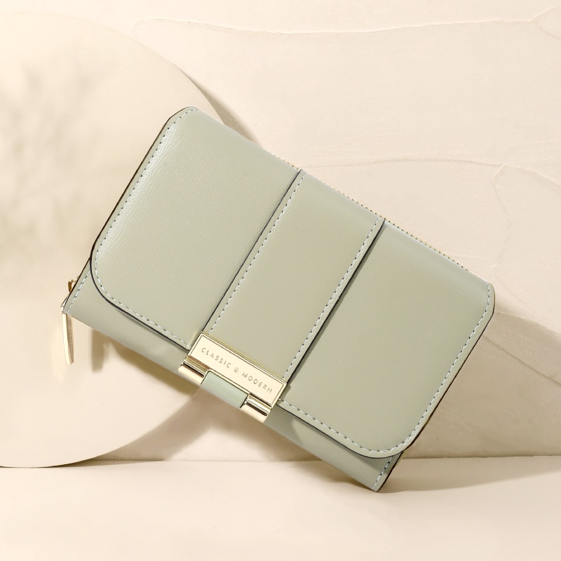 Ví Gấp Ba Đa Năng Màu Trơn Thời Trang Cho Nữ