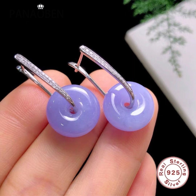 ♥ Khuyên Tai Tròn Màu Tím Tự Nhiên Phong Cách Dân Tộc Mới Cho Nữ