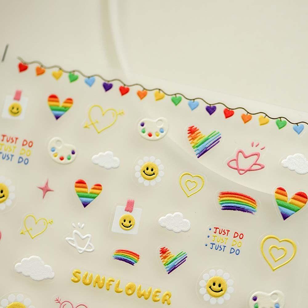 MIQUEL Miếng Dán Trang Trí Móng Tay Họa Tiết Hoạt Hình Nhiều Màu Sắc