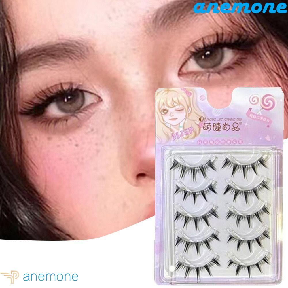ANEMONE Bộ 5 Cặp Lông Mi Giả Cong Dày Tự Nhiên Trong Suốt