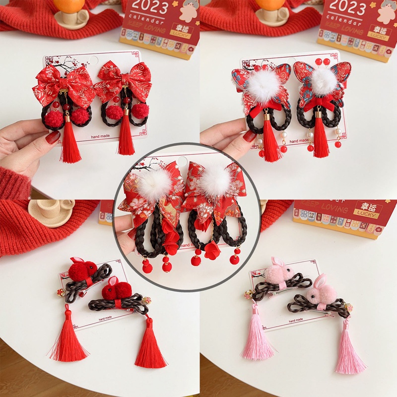 Set 2 Kẹp Tóc Giả Phong Cách Trung Hoa Dễ Thương Cho Bé Gái