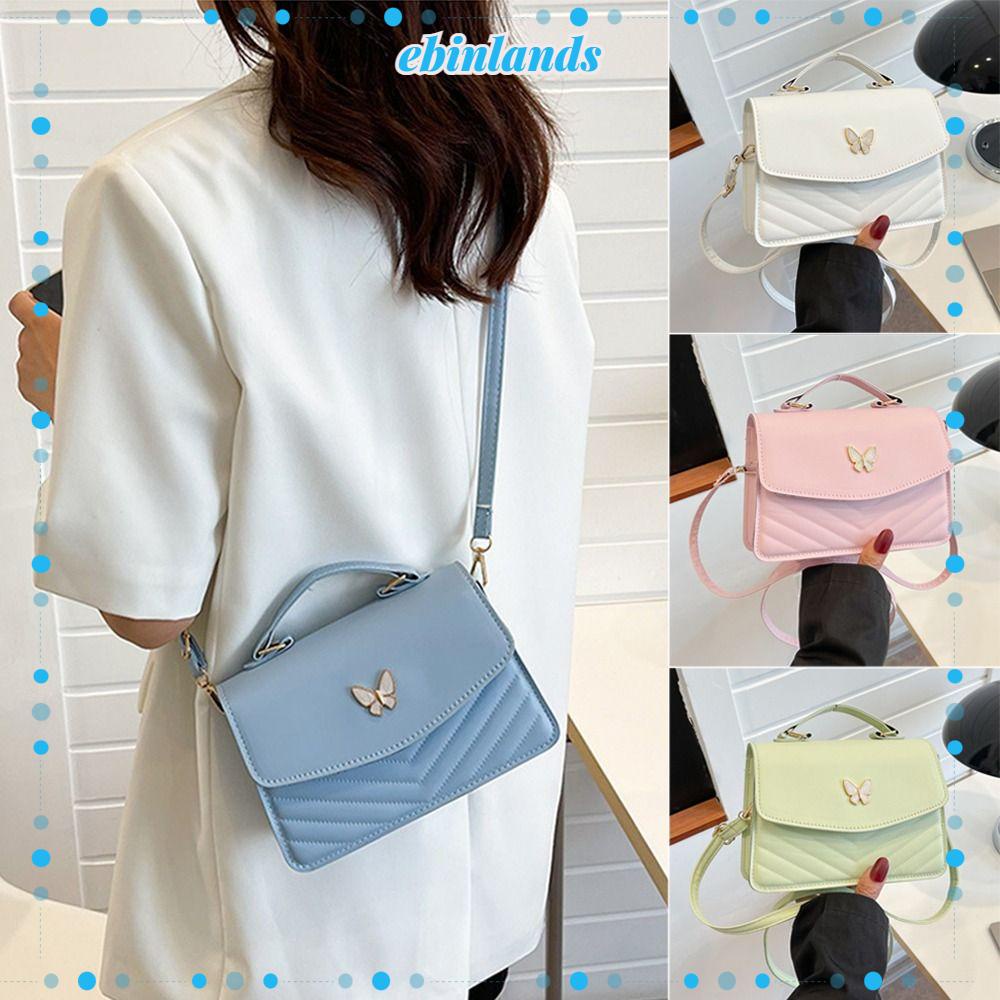 EBINLANDS Túi Xách Da PU Cỡ Lớn Thêu Họa Tiết Bươm Bướm Thời Trang Cho Nữ