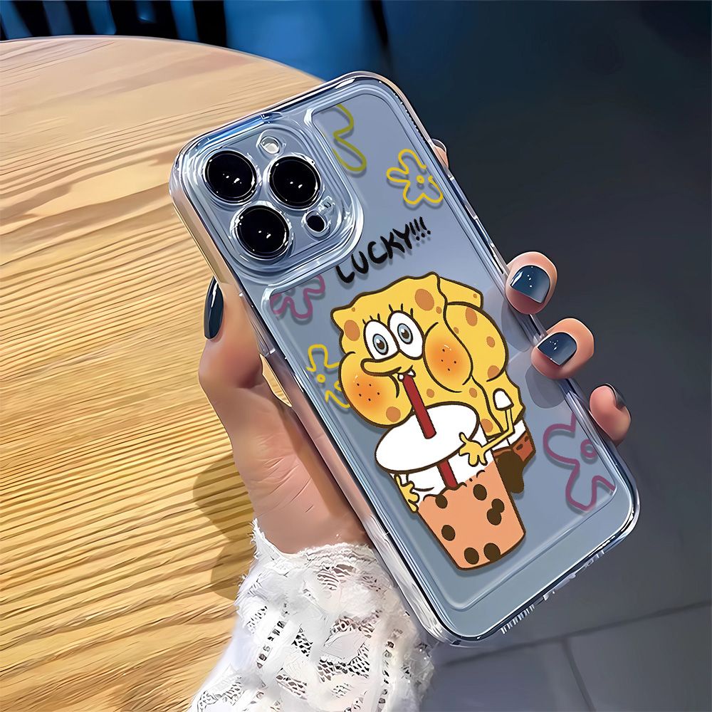 Ốp Điện Thoại Dẻo Họa Tiết Hoạt Hình SpongeBob Dễ Thương Chống Sốc Cho iPhone14Promax 127 11 8p EMS1 13
