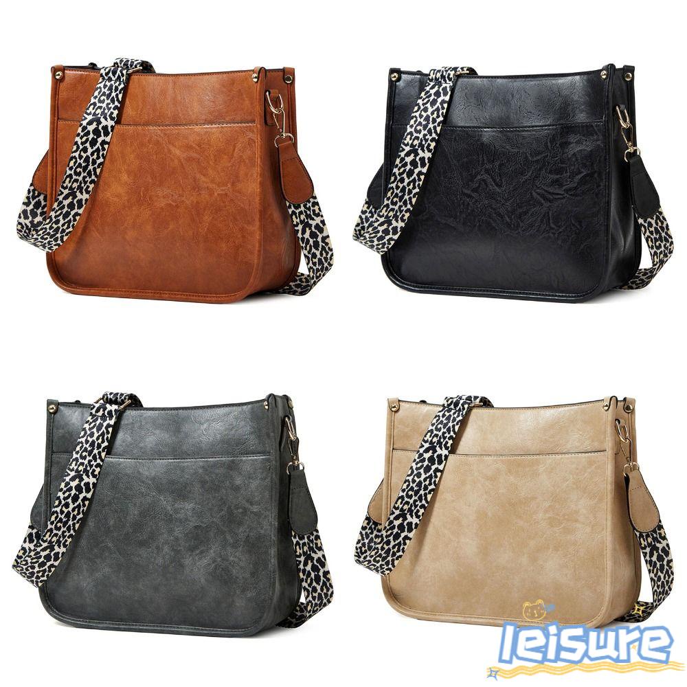 LEISURE Túi Xách Da PU Cỡ Lớn Họa Tiết Da Báo Phong Cách Boho Cổ Điển Thời Trang Cho Nam Và Nữ
