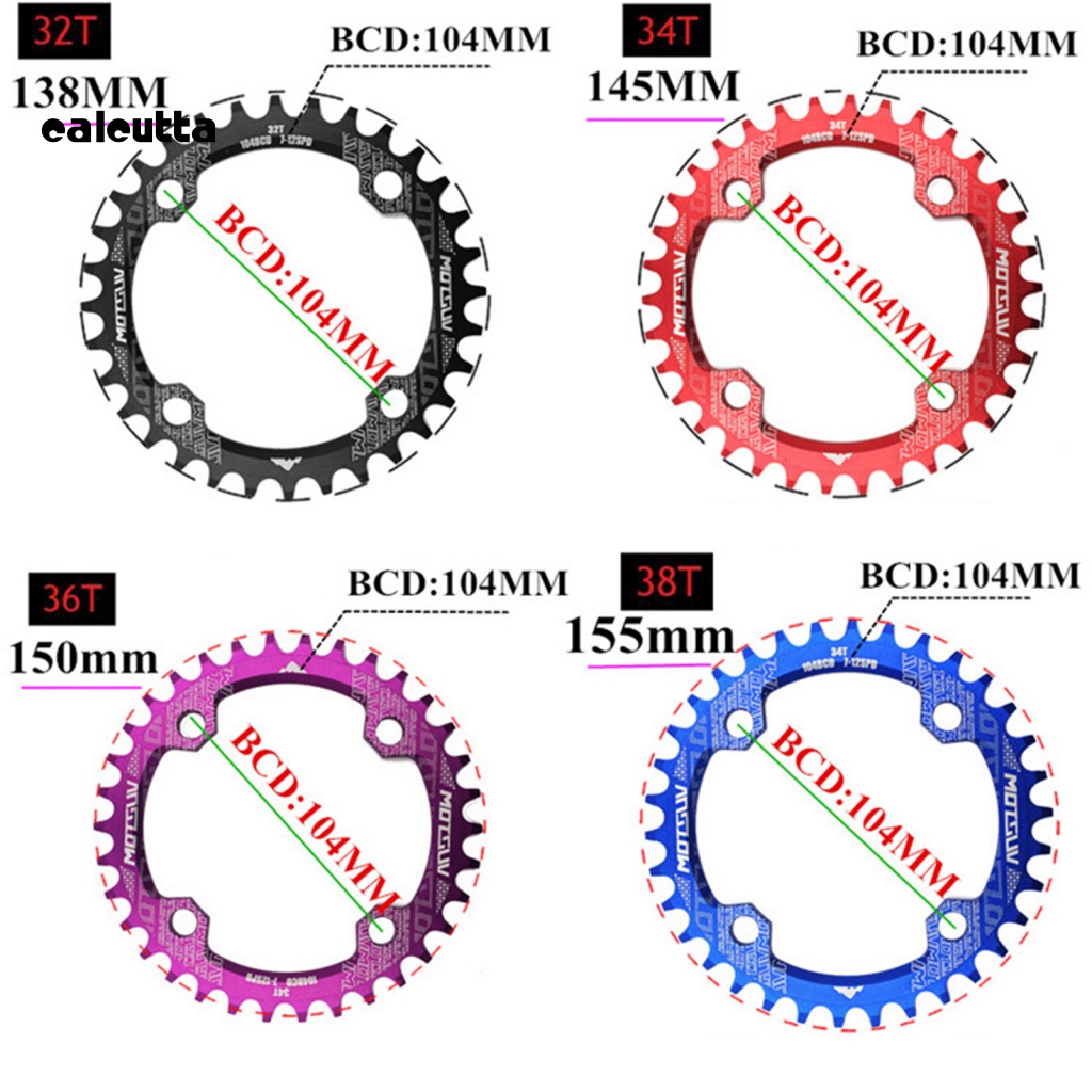 Đĩa Xích Đơn Hình Tròn / Oval 104BCD 32T 34T 36T 38T Chuyên Dụng Cho Xe Đạp