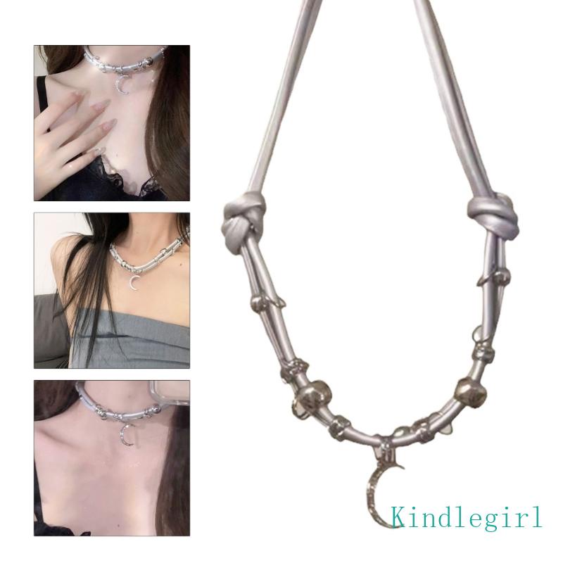 Vòng Cổ Choker Mặt Trăng Khuyết Thắt Nút Thời Trang Cá Tính